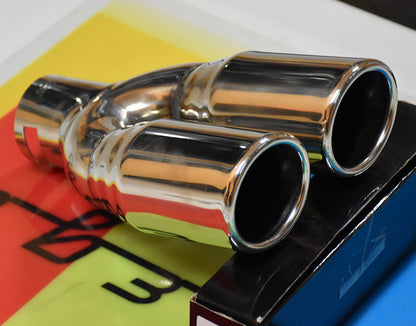BMW SERIE 3 E90 E91 05-11 TERMINALI DI SCARICO CROMATI INOX DOPPIO USCITA INOX - AUTOELEGANCERICAMBI