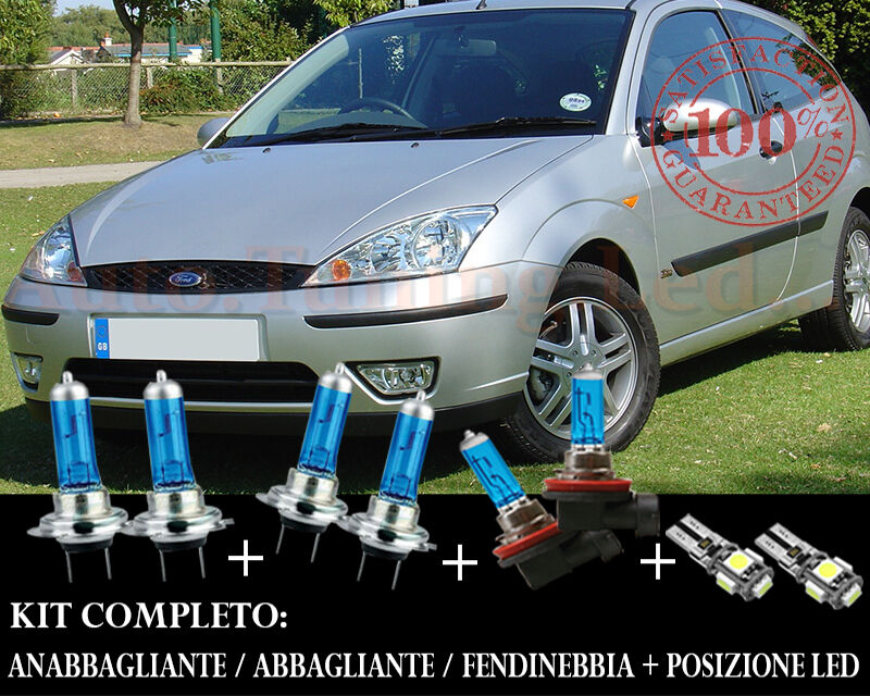 FORD FOCUS 1998-2004 SET COMPLETO LAMPADE BLU XENON + POSIZIONE A LED