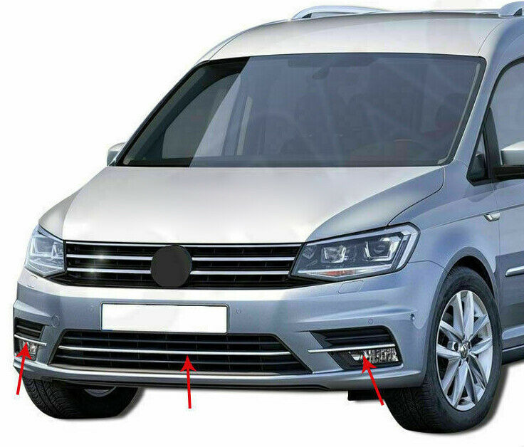 VW CADDY IV 2015+ 3x MODANATURE ANTERIORI CROMATA ADESIVA 3M