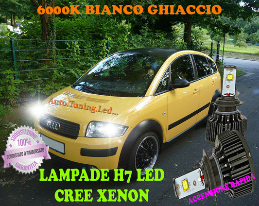 AUDI A2 LAMPADE H7 CREE XENON ANABBAGLIANTE 6000K BIANCO PURO ACCENSIONE RAPIDA AUTOELEGANCERICAMBI