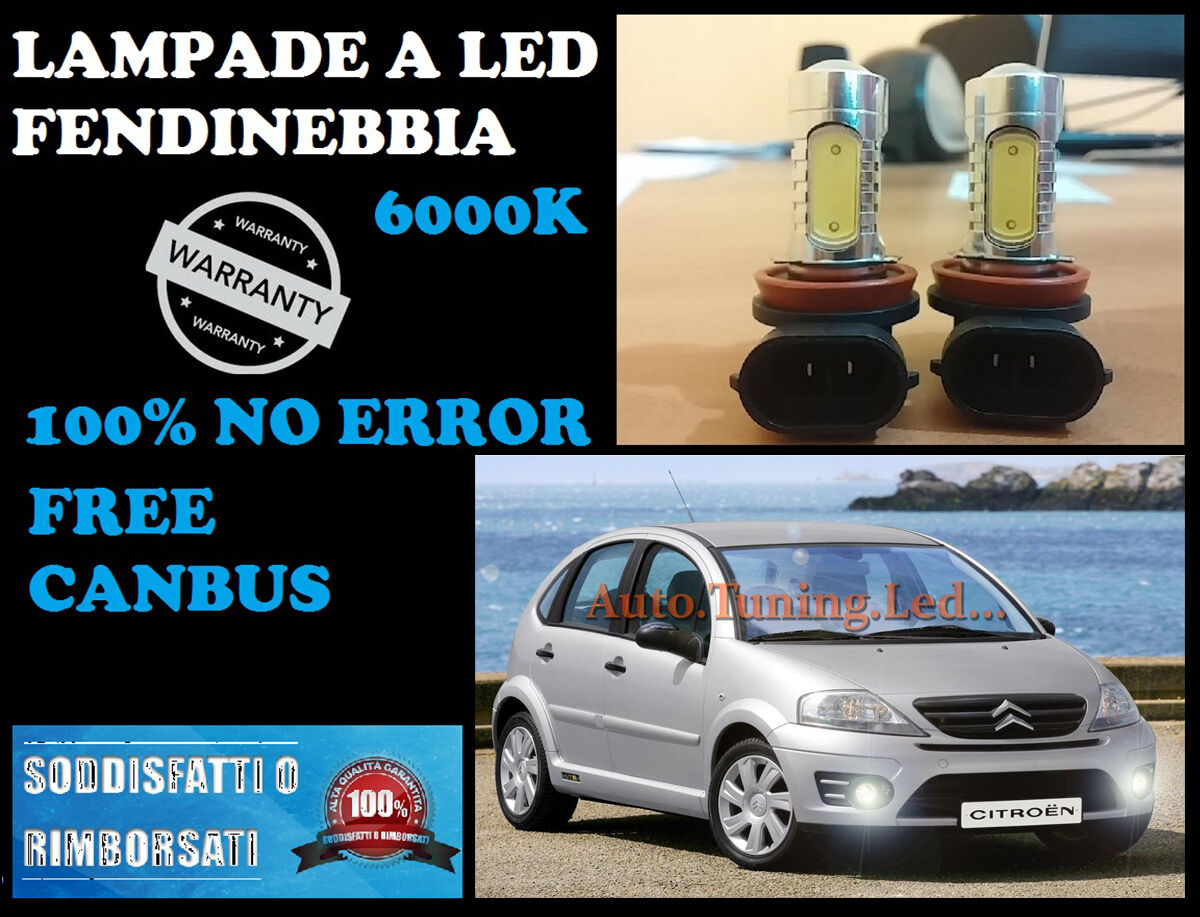 LAMPADE FENDINEBBIA H8 LED CREE RESISTENZA CANBUS 6000K CITROEN C3
