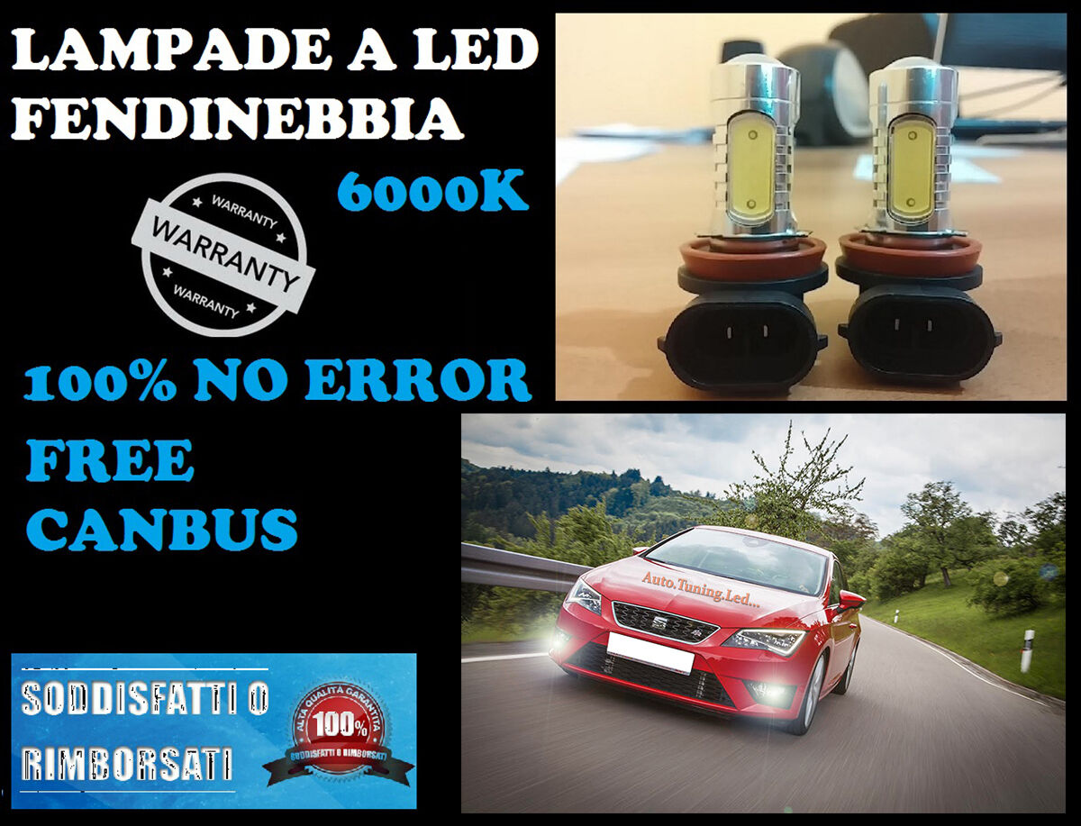 LAMPADE FENDINEBBIA H8 LED CREE RESISTENZA CANBUS 6000K SEAT LEON 5F 2012+