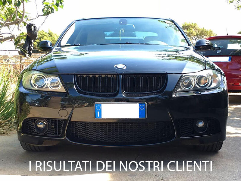 BMW SERIE 3 E90 E91 2005-2008 GRIGLIA ANTERIORE M3 DOPPIA LAMA LOOK NERO AUTOELEGANCERICAMBI