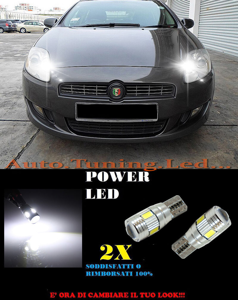 LUCI POSIZIONE FIAT BRAVO 2007+ CANBUS T10 BIANCO 6 LED W5W SUPER QUALITA