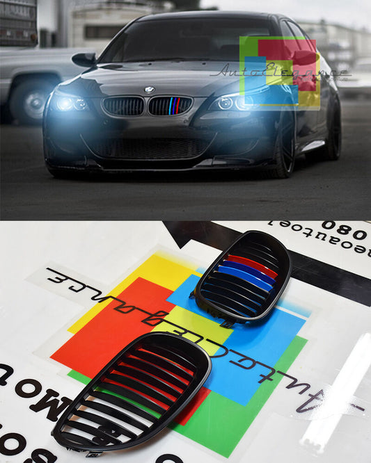 BMW SERIE 5 E60 E61 2004-2011 GRIGLIE ANTERIORI NERE - CALANDRA 3 COLORI M - AUTOELEGANCERICAMBI