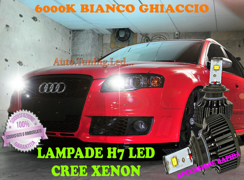 AUDI A4 B7 04-07 LAMPADE H7 CREE XENON ABBAGLIANTI 6000K BIANCO RAPIDA AUTOELEGANCERICAMBI