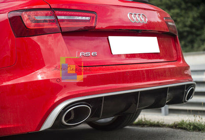 SPOILER SOTTO PARAURTI + TERMINALI ACCIAIO AUDI A6 4G 2010-2014 DIFFUSORE RS6