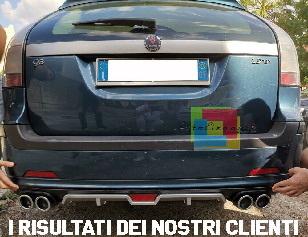SAAB 9.3 9-3 SOTTO PARAURTI POSTERIORE DIFFUSORE QUATTRO TERMINALI ABS -