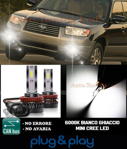 LAMPADE FENDINEBBIA A LED CREE SUBARU FORESTER II CAMBUS BIANCO GHIACCIO 8000LM