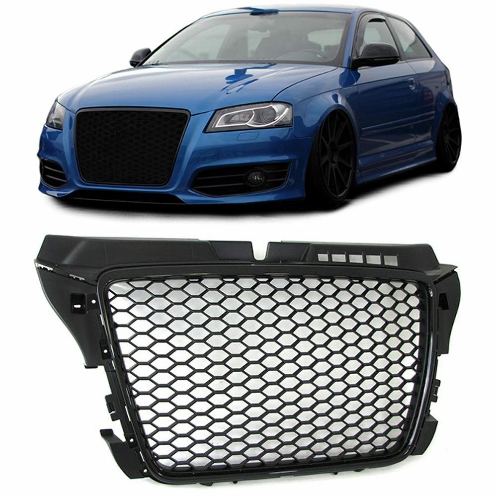 GRIGLIA ANTERIORE AUDI A3 8P 2008-2012 CALANDRA LOOK RS3 TOTAL BLACK