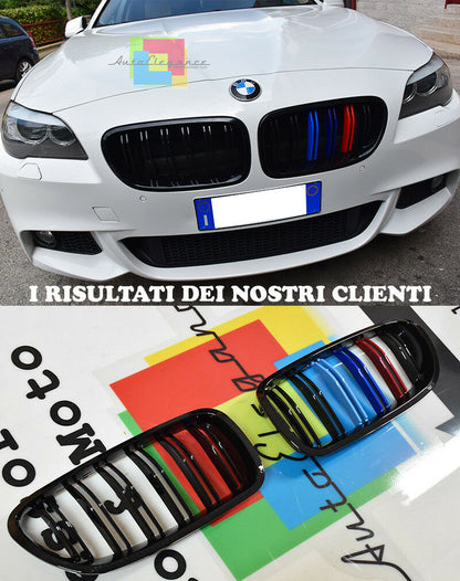 CALANDRA DOPPIA STRISCIA BMW SERIE 5 F10 F11 2010+ GRIGLIE ANTERIORI LOOK M5 AUTOELEGANCERICAMBI