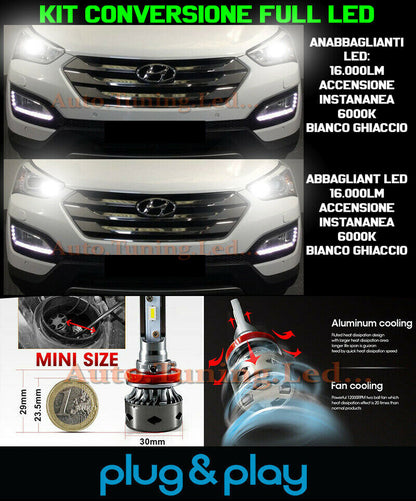 LOW BEAM + HIGH BEAM LED 16,000LM LAMPS FOR HYUNDAI SANTA FE MK3