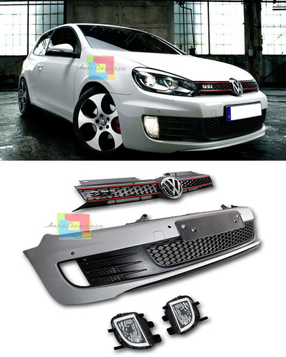 VW Golf 6 2008-2012 PARAURTI ANTERIORE COMPLETO LOOK GTI GRIGLIE + FENDINEBBIA