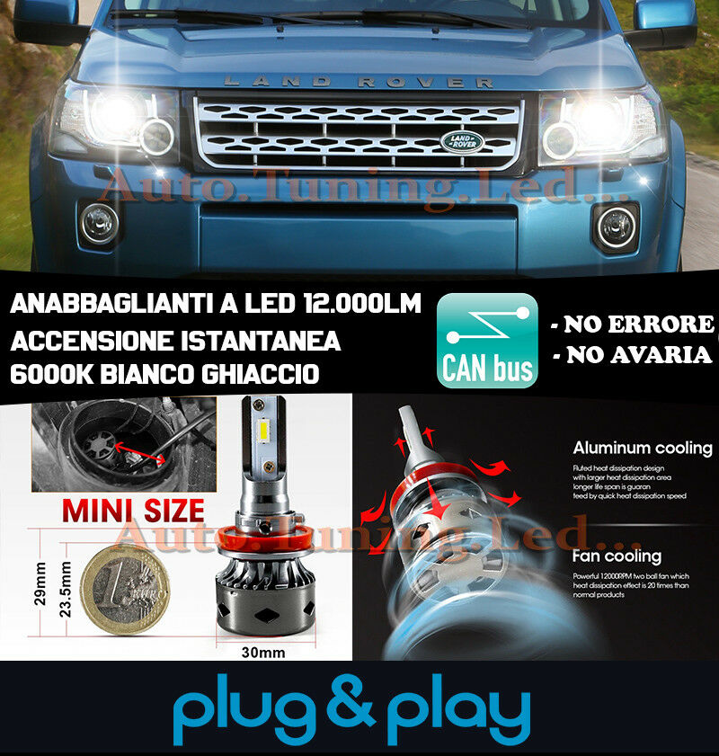 LAMPADE ANABBAGLIANTI ABBAGLIANTI LED LAND ROVER FREELANDER 2 NO AVARIA 12.000LM