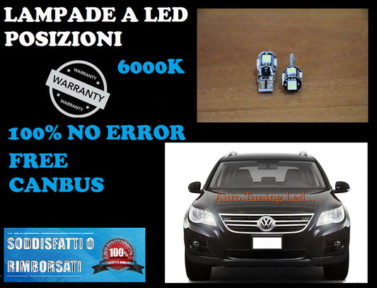 COPPIA LUCI POSIZIONI VW TIGUAN 08-13 CANBUS T10 BIANCO GHIACCIO AUTOELEGANCERICAMBI