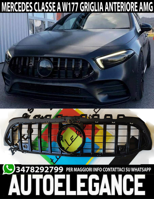 GRIGLIA ANTERIORE NERA MERCEDES CLASSE A W177 2018+ MASCHERINA AMG PANAMERICANA