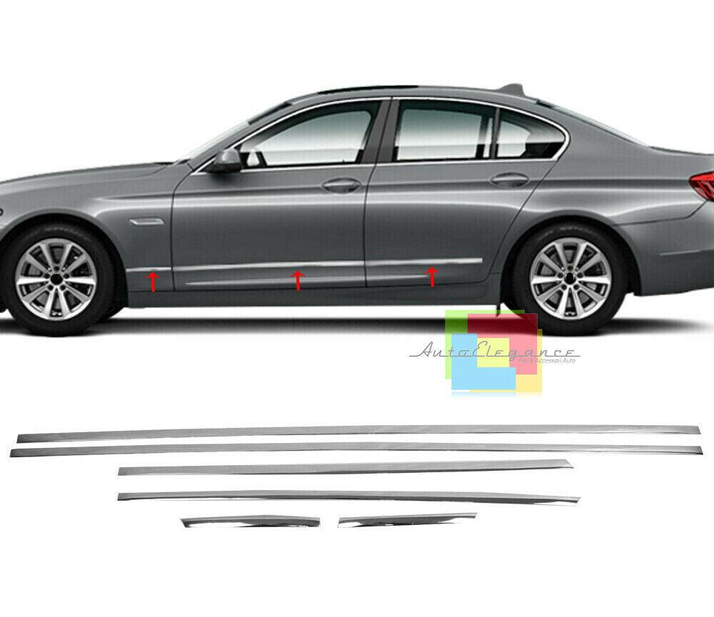 MODANATURE ADESIVE PER BMW SERIE 5 G30 2017+ CORNICI CROMATE ACCIAIO INOX .