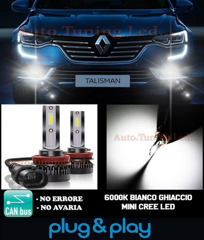 LAMPADE FENDINEBBIA A LED CREE RENAULT TALISMAN CAMBUS BIANCO GHIACCIO 8000LM