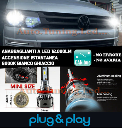 LAMPADE H4 ANABBAGLIANTI ABBAGLIANTI LED VW TRANSPORTER T5 NO AVARIA 12.000LM