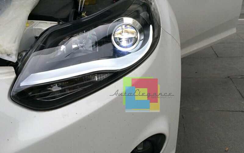 FORD FOCUS MK3 2010-2014 COPPIA FARI ANTERIORI DIURNE LED LENTICOLARI NERI ...