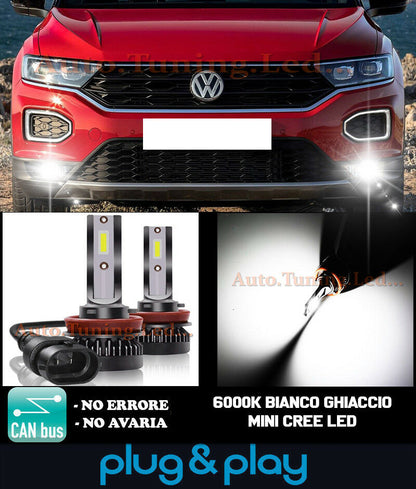 LAMPADE FENDINEBBIA A LED CREE VW T-ROC T ROC CAMBUS BIANCO GHIACCIO 8000LM
