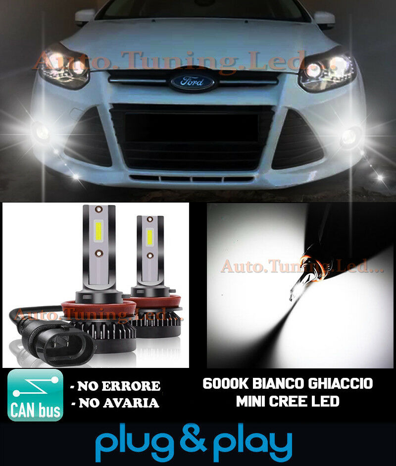 LAMPADE FENDINEBBIA A LED CREE FORD FOCUS MK3 CAMBUS BIANCO GHIACCIO 8000LM