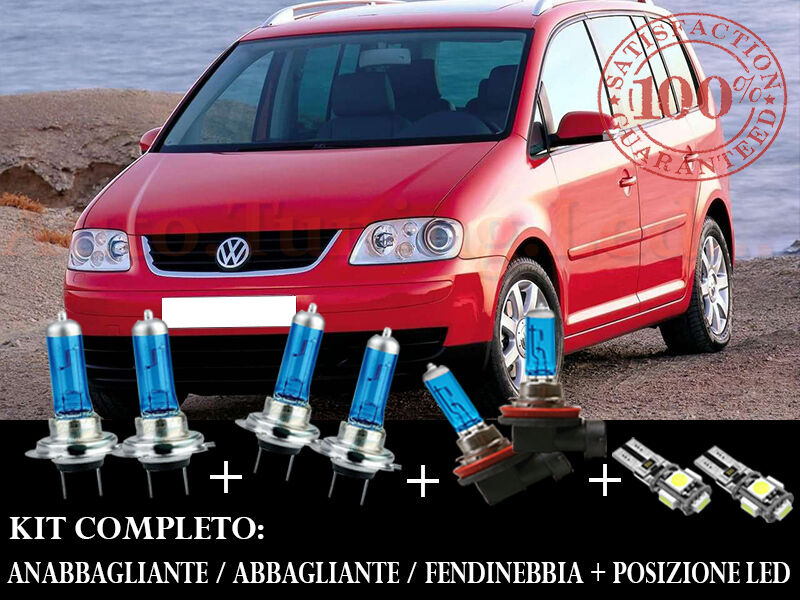 VW TOURAN 2003-2010 SET COMPLETO LAMPADE BLU XENON + POSIZIONE A LED