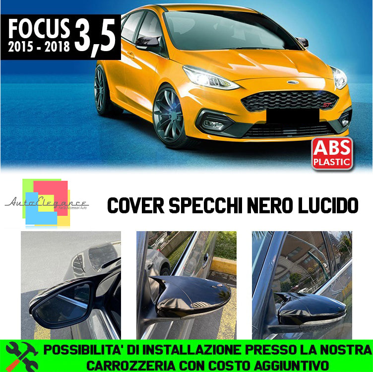 FORD FOCUS III 3.5 LIFT 2015-2018 3M ADHESIVE MIRROR CAPS GLOSSY BLACK