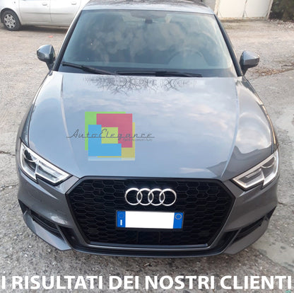 GRIGLIA ANTERIORE AUDI A3 8V 2017+ CALANDRA RS3 NIDO D&apos;APE NERA NO LOGO