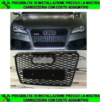 GRIGLIA ANTERIORE A NIDO D'APE NERO-LUCIDO PER AUDI A7 / S7 / RS7  2010-2014