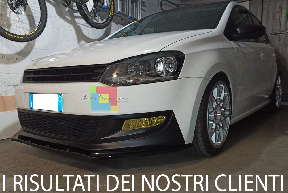 SPLITTER SPOILER SOTTO PARAURTI ANTERIORE PER VW POLO 6R 6C 2009-2016 ABS NERO .-