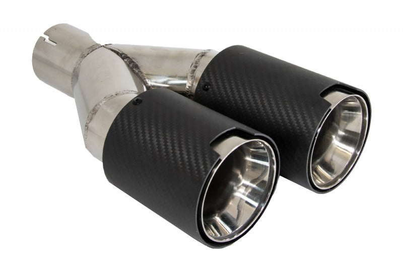 Terminale di Scarico Doppia Uscita per Auto in Acciaio Inossidabile e Fibra di Carbonio Rotondo Terminale di Scarico Doppia Uscita per Auto in Acciaio Inossidabile e Fibra di Carbonio Rotondo