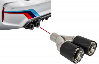 BMW TERMINALI DI SCARICO ACCIAIO INOX CARBONIO LOOK M / M SPORT AUTOELEGANCERICAMBI