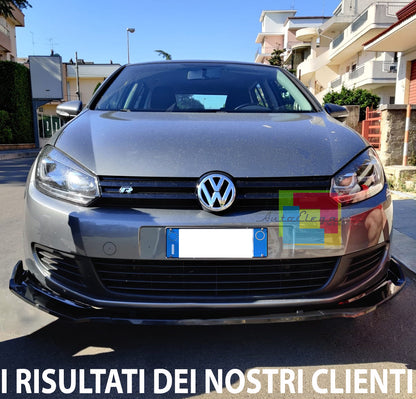VW GOLF 6 VI 2008-2012 LAMA SOTTO PARAURTI ANTERIORE IN ABS SPLITTER NERO LUCIDO