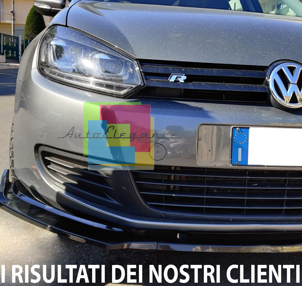 VW GOLF 6 VI 2008-2012 LAMA SOTTO PARAURTI ANTERIORE IN ABS LOOK SPORTIVO NERO