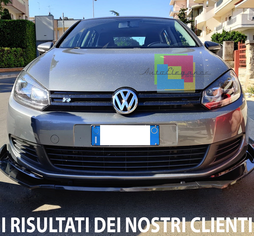 VW GOLF 6 VI 2008-2012 LAMA SOTTO PARAURTI ANTERIORE IN ABS SPLITTER NERO LUCIDO