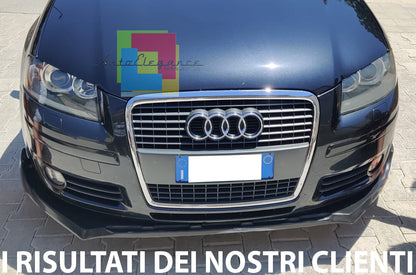 AUDI A3 8P 2004-2008 3 PORTE SPORTBACK LAMA SOTTO PARAURTI ANTERIORE ABS NERO LUCIDO SPLITTER AUTOELEGANCERICAMBI