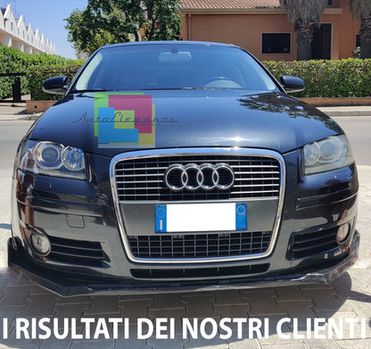 AUDI A3 8P 2004-2008 3 PORTE SPORTBACK LAMA SOTTO PARAURTI ANTERIORE ABS NERO LUCIDO SPLITTER AUTOELEGANCERICAMBI