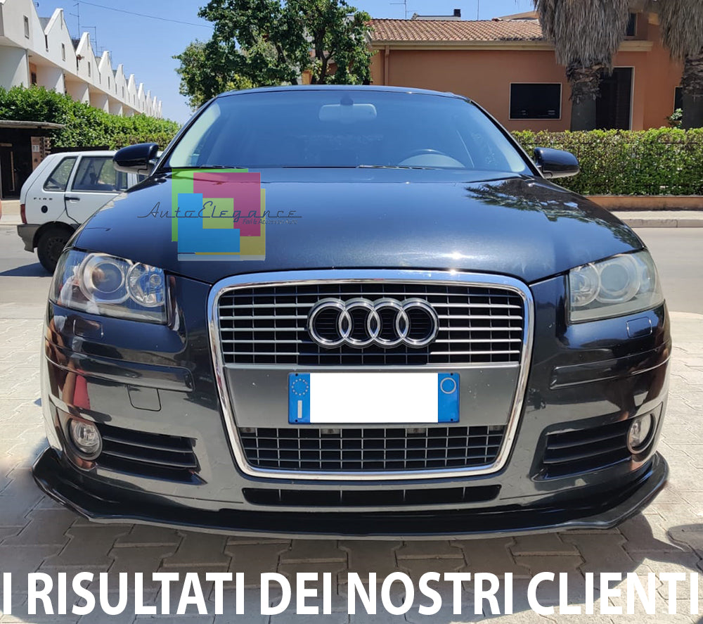AUDI A3 8P 2004-2008 3 PORTE SPORTBACK LIP SPOILER SOTTO PARAURTI ANTERIORE ABS NERO LUCIDO SPLITTER AUTOELEGANCERICAMBI