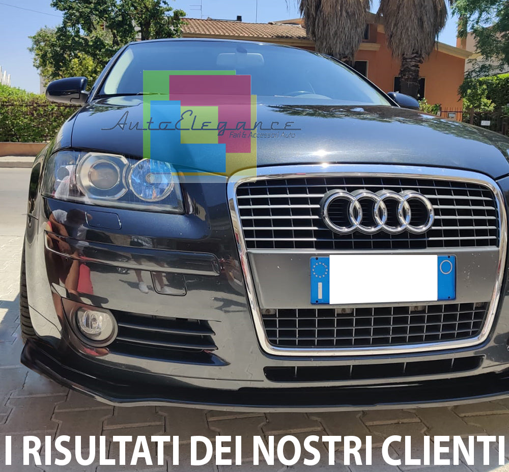 AUDI A3 8P 2004-2008 3 PORTE SPORTBACK LIP SPOILER SOTTO PARAURTI ANTERIORE ABS NERO LUCIDO SPLITTER AUTOELEGANCERICAMBI