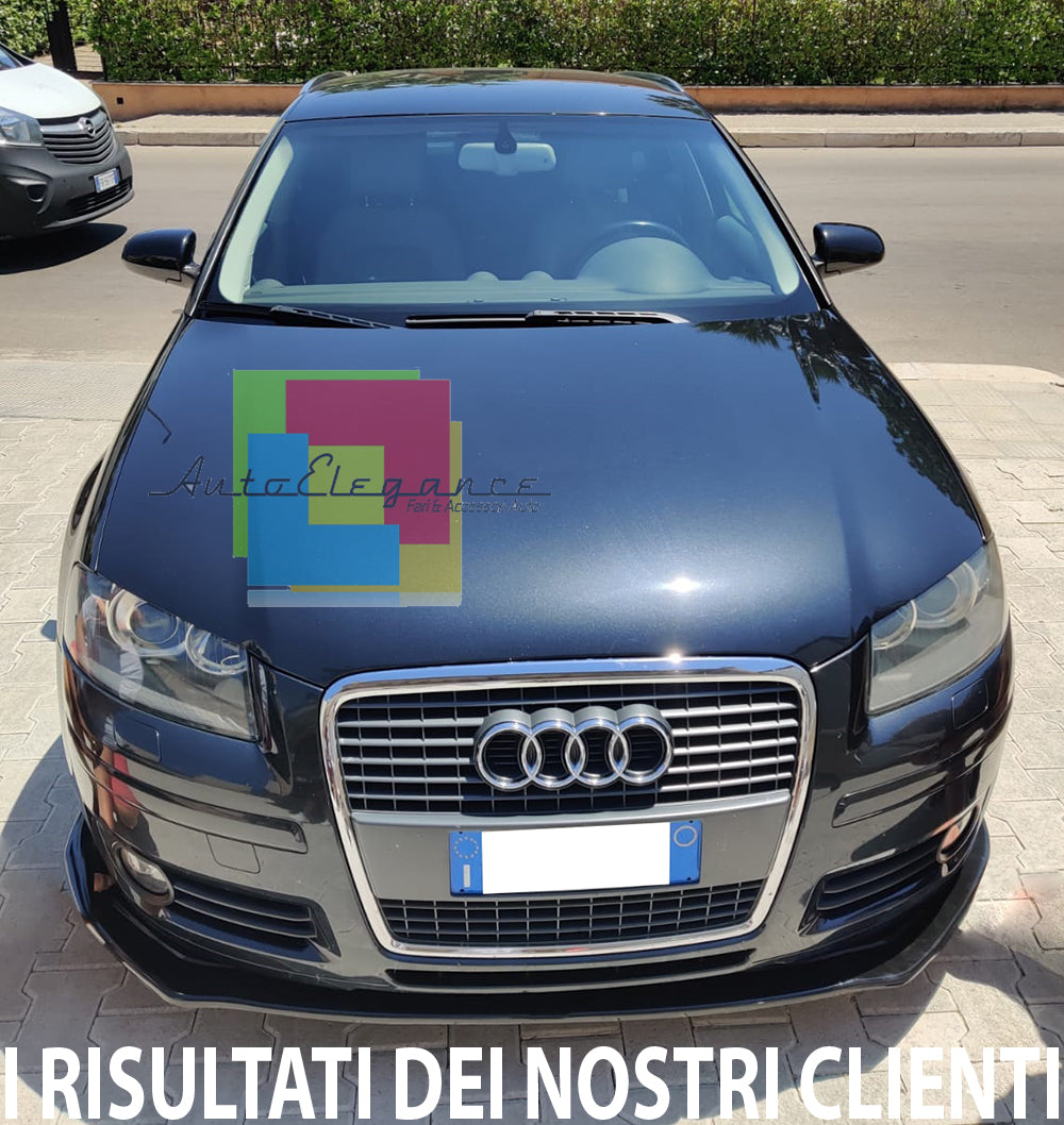 AUDI A3 8P 2004-2008 3 PORTE SPORTBACK LIP SPOILER SOTTO PARAURTI ANTERIORE ABS NERO LUCIDO SPLITTER AUTOELEGANCERICAMBI