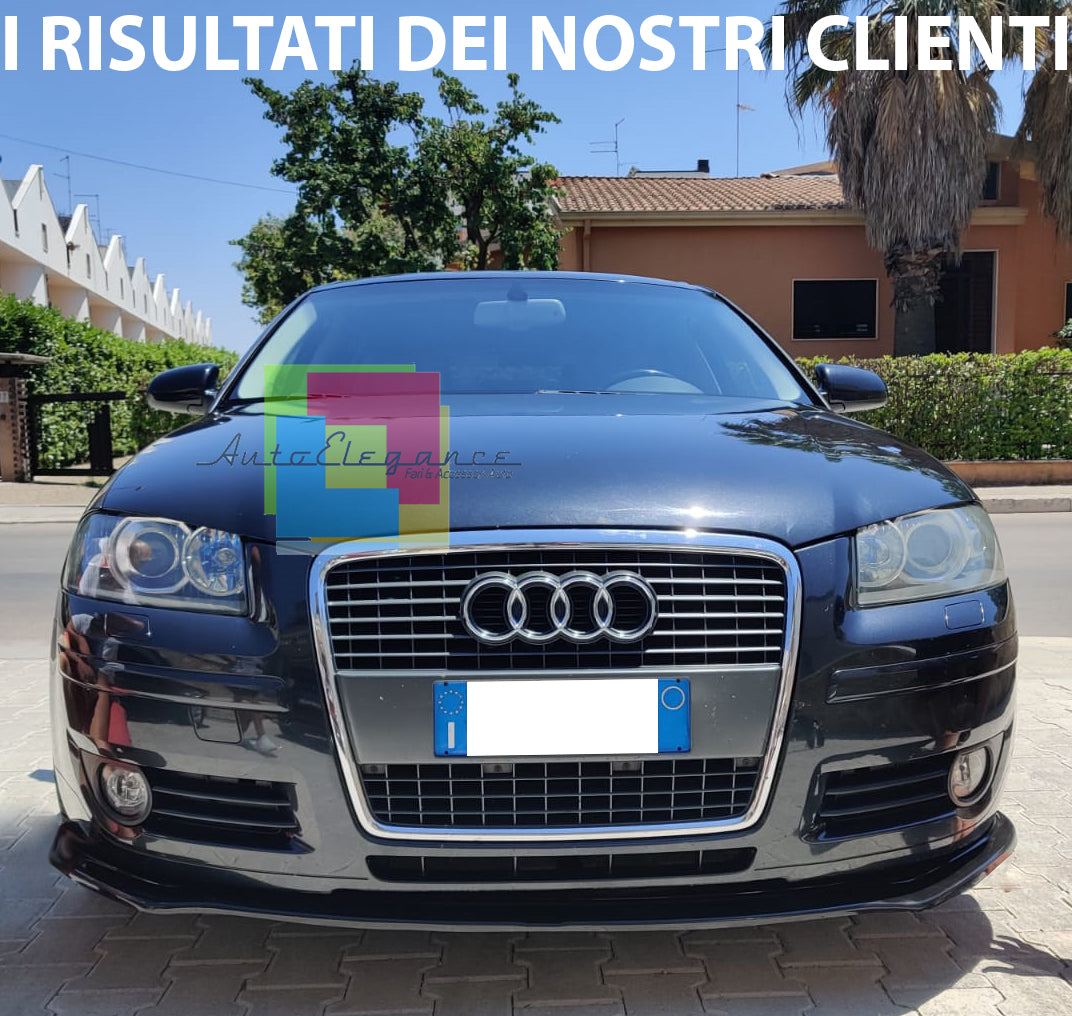 AUDI A3 8P 2004-2008 3 PORTE SPORTBACK LIP SPOILER SOTTO PARAURTI ANTERIORE ABS NERO LUCIDO SPLITTER AUTOELEGANCERICAMBI
