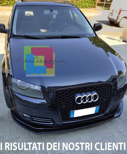 AUDI A3 8P 2004-2008 3 PORTE SPORTBACK LIP SPOILER SOTTO PARAURTI ANTERIORE ABS NERO LUCIDO SPLITTER AUTOELEGANCERICAMBI