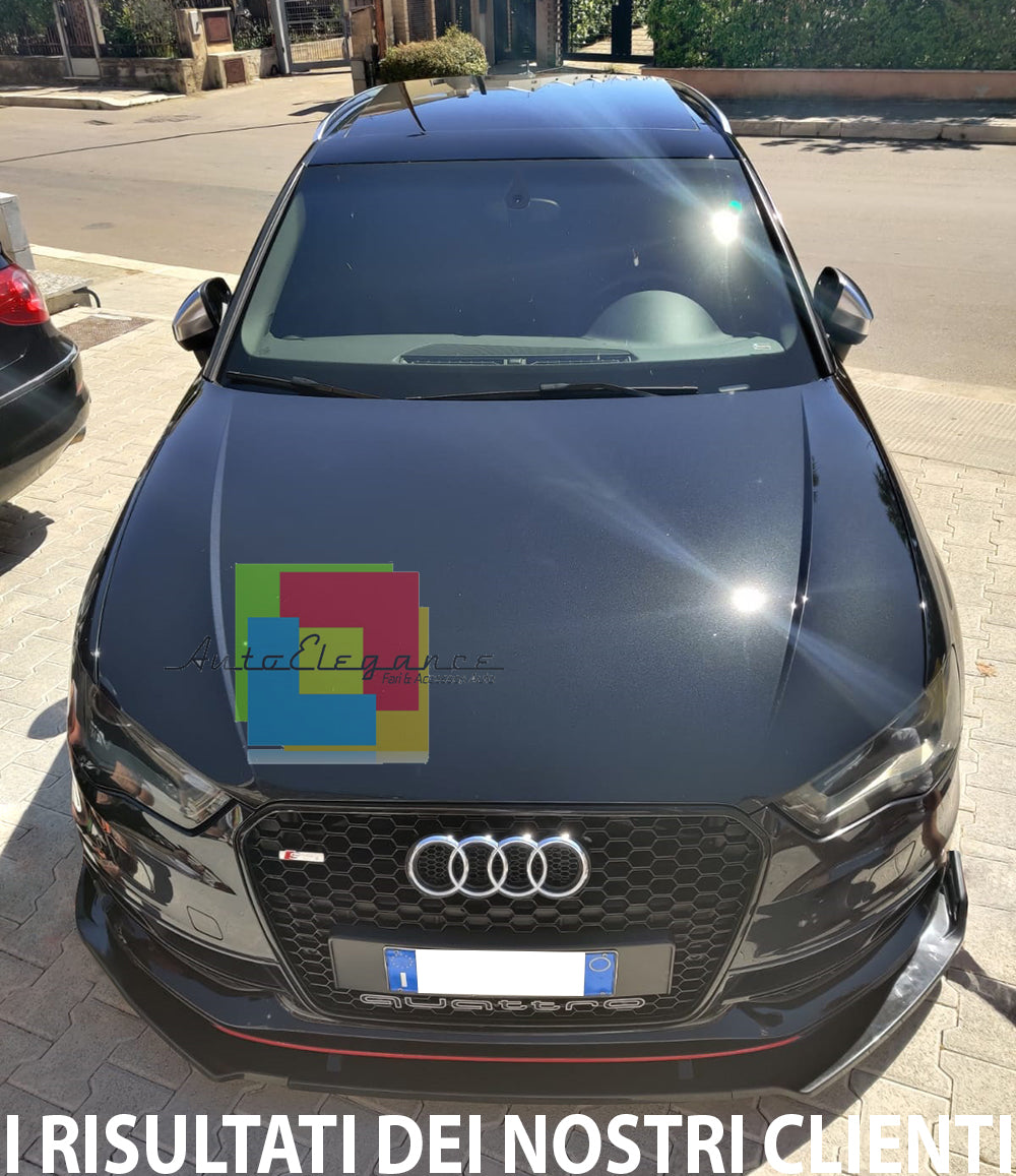 AUDI A3 8V SPORTBACK SLINE SPLITTER SOTTO PARAURTI ANTERIORE NERO LUCIDO LAMA 3 PEZZI AUTOELEGANCERICAMBI