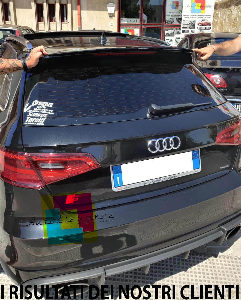 AUDI A3 8V SPORTBACK 2012-2015 SPOILER POSTERIORE TETTO AGGIUNTIVO ALA ABS NERO LUCIDO AUTOELEGANCERICAMBI