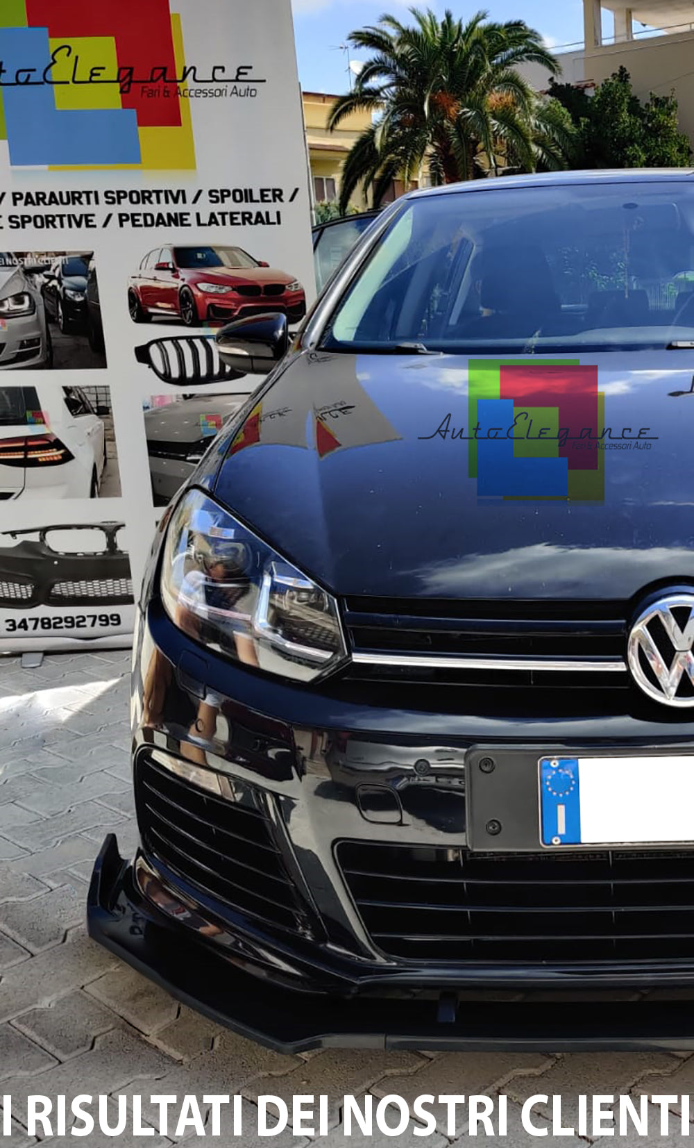 VW GOLF 6 VI 2008-2012 LAMA SOTTO PARAURTI ANTERIORE IN ABS SPLITTER NERO LUCIDO