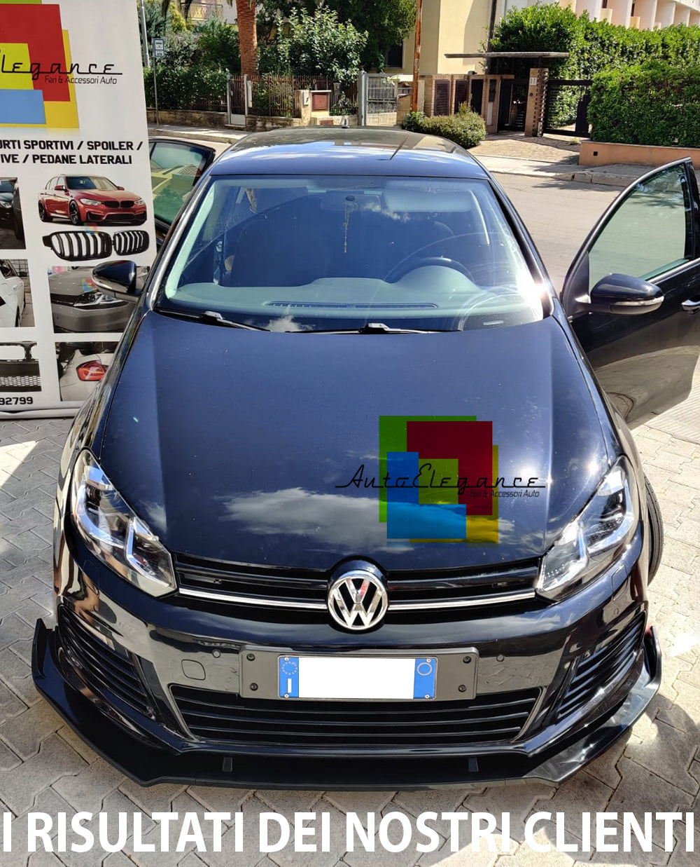 VW GOLF 6 VI 2008-2012 LAMA SOTTO PARAURTI ANTERIORE IN ABS SPLITTER NERO LUCIDO