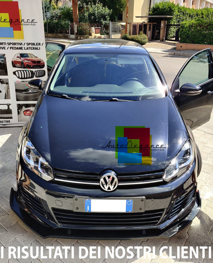 VW GOLF 6 VI 2008-2012 LAMA SOTTO PARAURTI ANTERIORE IN ABS SPLITTER NERO LUCIDO