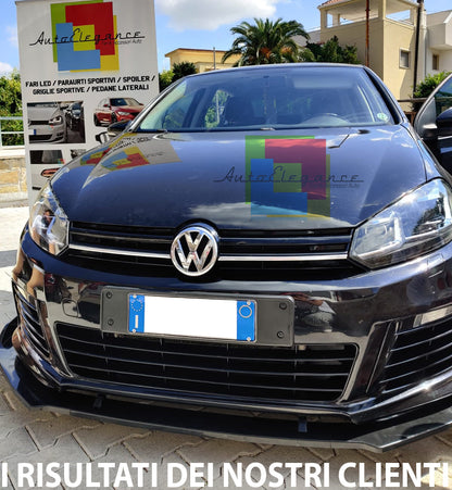 VW GOLF 6 VI 2008-2012 LAMA SOTTO PARAURTI ANTERIORE IN ABS SPLITTER NERO LUCIDO