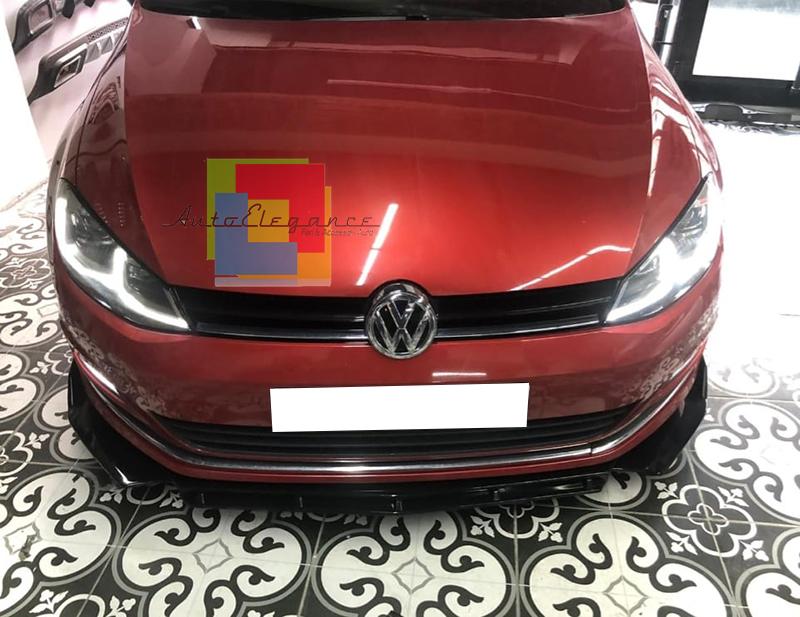 0237 VW GOLF 7 & 7.5 SPLITTER PARAURTI ANTERIORE NERO LUCIDO LOOK RS AUTOELEGANCERICAMBI